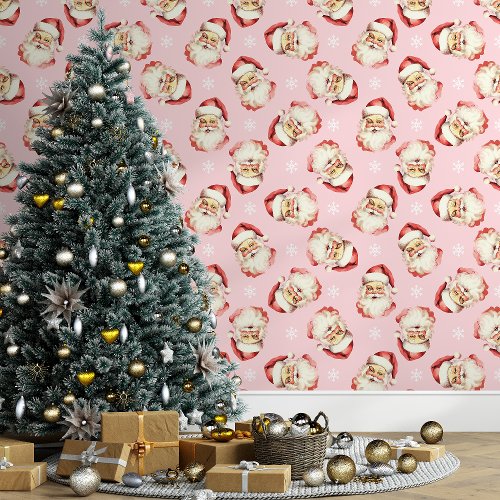 Pink Vintage Santa Claus Christmas Wallpaper