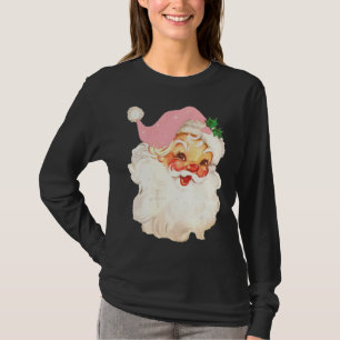 Pink Vintage Santa Claus Pink Christmas T-Shirt