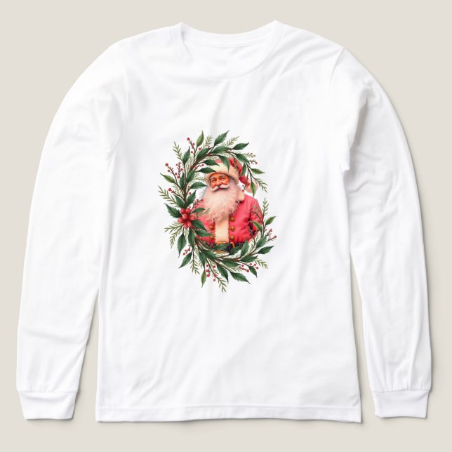 Pink Vintage Santa  Tri-Blend Shirt (Design Front)