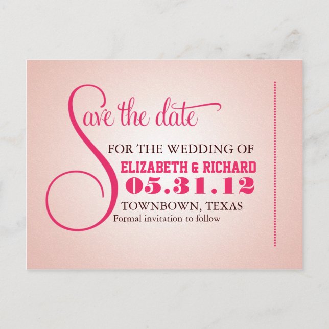 pink vintage save the date sweet postcards (Front)