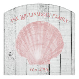 Pink Vintage Scallop Shell Door Sign