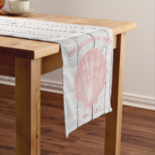 Pink Vintage Scallop Shell Short Table Runner