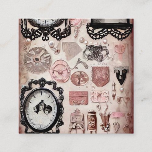 Pink Vintage Scrapbook Elements Collage Enclosure Card