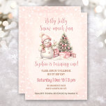 Pink Vintage Snowman Girl Christmas 1st Birthday  Invitation<br><div class="desc">Cute Christmas Birthday Party Invitation with an adorable snowman and Christmas tree in blush pink with vintage vibes. Easily personalize all the text. You can use it not just for 1st Birthday. Please visit the store for the full line of products that are available :) - Kate Eden Art</div>