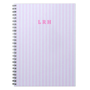 Pink Vintage Stripe Personalized Monogram Notebook