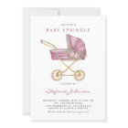 Pink Vintage Stroller It's a Girl Baby Sprinkle