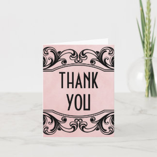 Pink Vintage Swirls Thank You Card