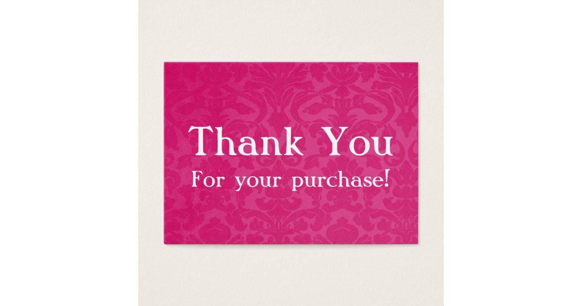 Pink Vintage Thank You For your Purchase Cards | Zazzle.com
