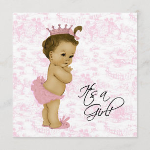 Pink Vintage Toile Baby Girl Shower Invitation