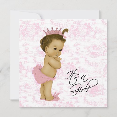 Pink Vintage Toile Baby Girl Shower Invitation