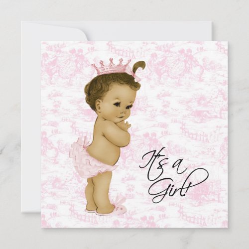 Pink Vintage Toile Baby Girl Shower Invitation