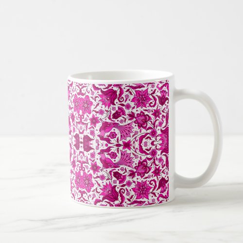 PINK VINTAGE TROPICAL FOLK ART PRINT COFFEE MUG 