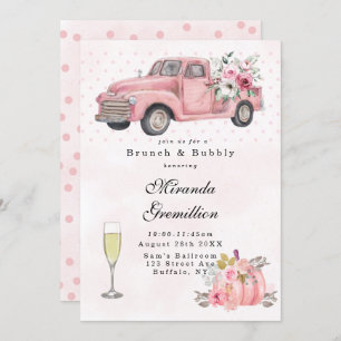 Pink vintage Truck Brunch and Bubbly Invitation