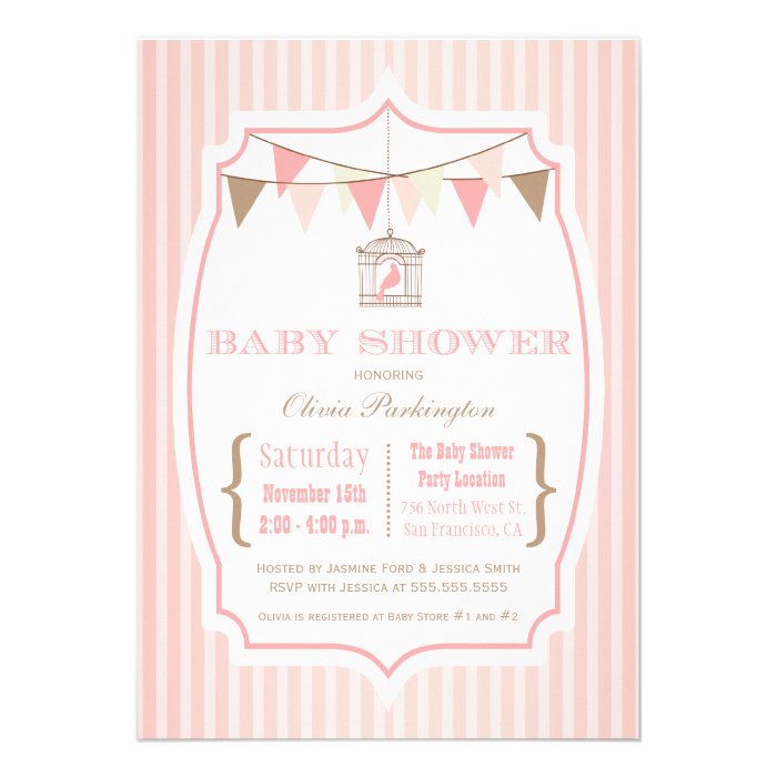 Pink vintage typography baby shower invitation