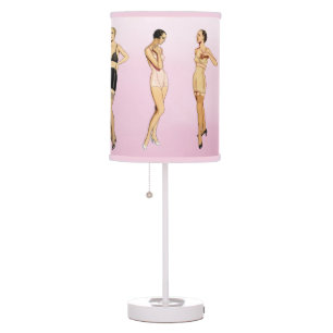 Pink Vintage Underwear Retro Corset Stockings Table Lamp