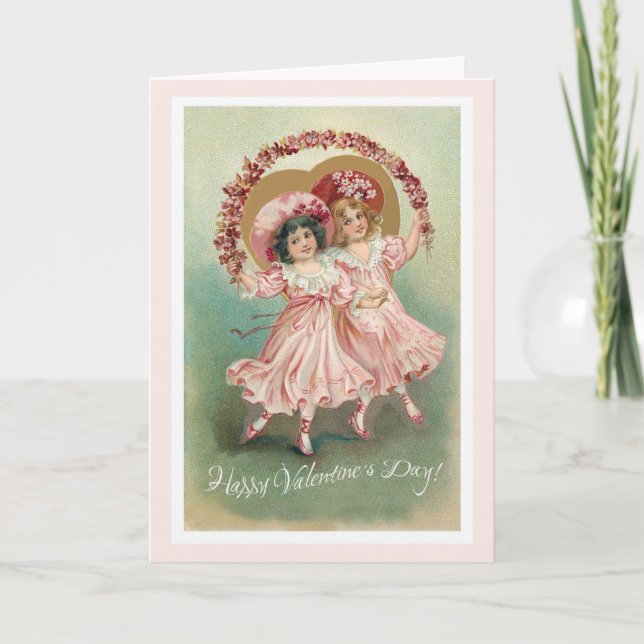 Pink Vintage Valentine's Day Friendship Card (Front)