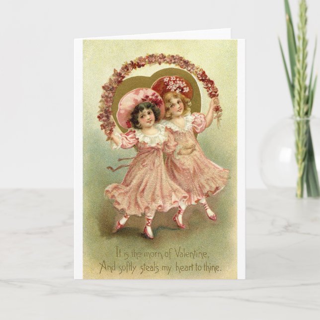 Pink Vintage Valentine's Day Friendship Holiday Card (Front)