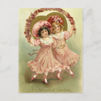 Pink Vintage Valentine's Day Friendship Holiday Postcard