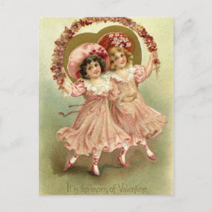 Pink Vintage Valentine's Day Friendship Holiday Postcard
