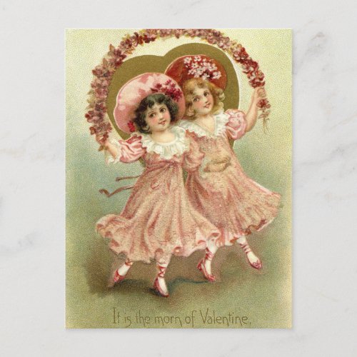 Pink Vintage Valentines Day Friendship Holiday Postcard