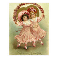 Pink Vintage Valentine's Day Friendship Postcard