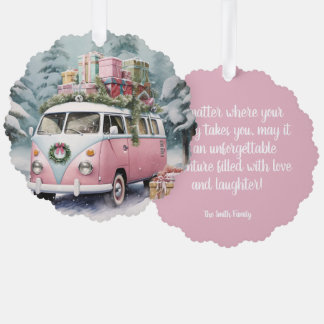 Pink Vintage Vanagon Ornament Card
