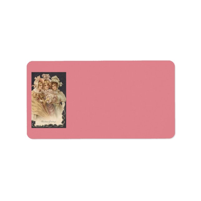 Pink Vintage Victorian Christmas Address Labels (Front)