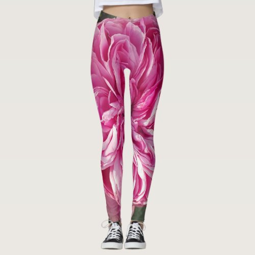 Pink Vintage Victorian Rose Photo Floral Leggings