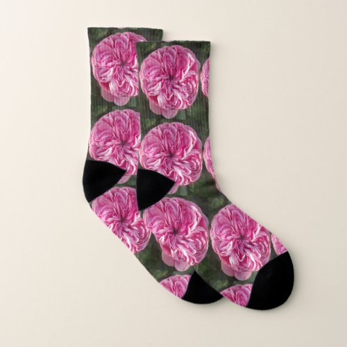 Pink Vintage Victorian Rose Photo Floral Socks