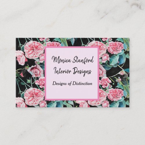 Pink Vintage Victorian Roses Business Card