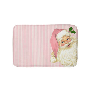 Pink Vintage Victorian Santa Claus Shabby Bath Mat