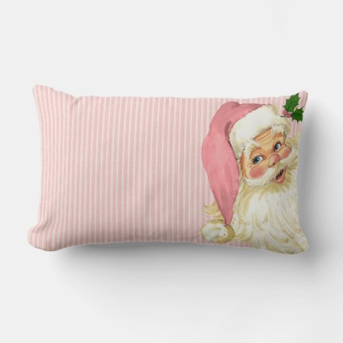 Pink Vintage Victorian Santa Claus Shabby Colors Lumbar Pillow