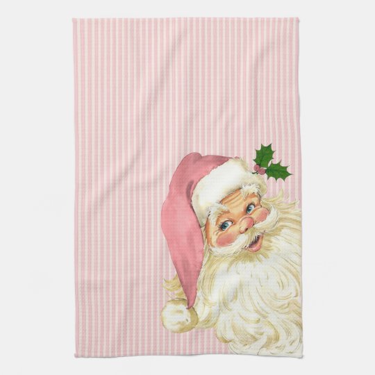 Pink Vintage Victorian Santa Claus Shabby Hand Towel 