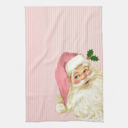 Pink Vintage Victorian Santa Claus Shabby Kitchen Towel