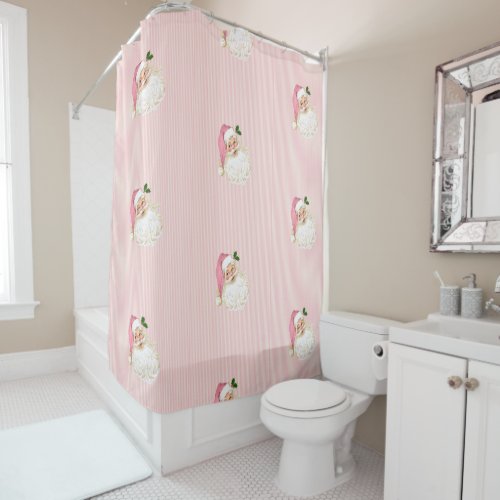 Pink Vintage Victorian Santa Claus Shabby Shower Curtain