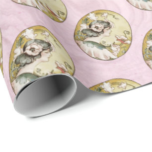 Pink Vintage Victorian Woman Gift Wrapping Paper
