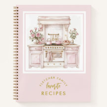 Pink Vintage Watercolor Kitchen Family Recipe