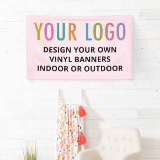 Pink Vinyl Banner Custom Logo Indoor or Outdoor