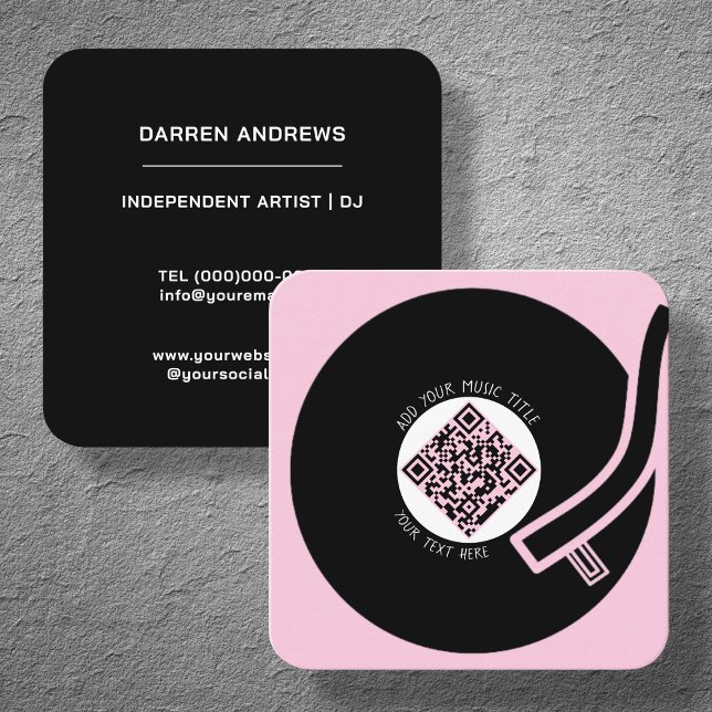 Pink Vinyl LP | Music QR Code  Square Business Card (Creator Uploaded)