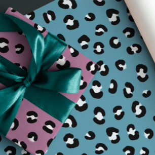 Pink, Violet, Blue Chic Leopard Print Wrapping Paper Sheets
