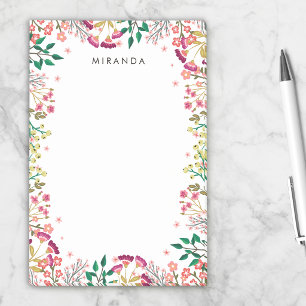 Pink & Violet Boho Wildflowers Add Name Post-it Notes