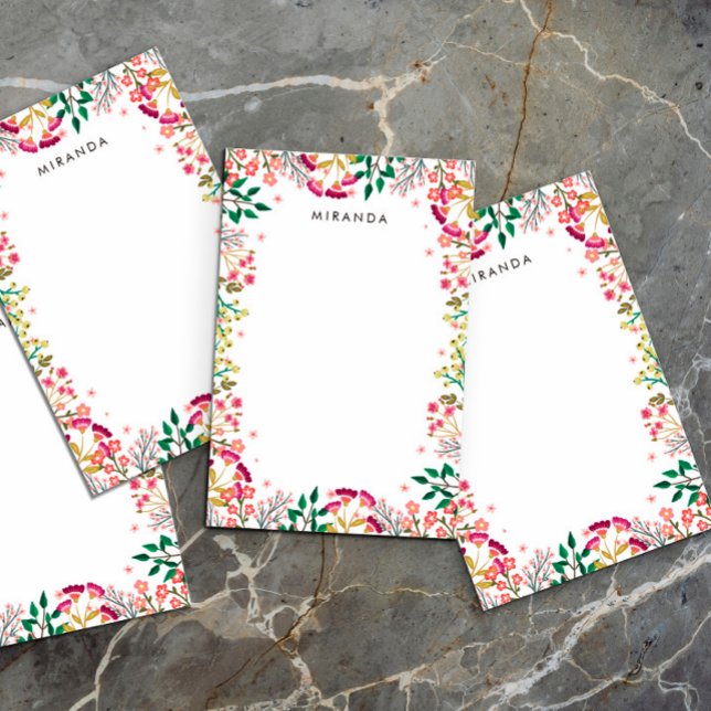 Pink & Violet Boho Wildflowers Add Name Post-it Notes (Creator Uploaded)