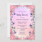 Pink violet floral Baby Shower Invitation (Front)