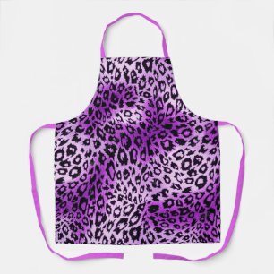 Pink Violet Leopard Animal Print Kitchen Apron