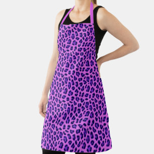 Pink Violet Leopard Animal Print Skin Pattern Apron