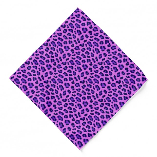 Pink Violet Leopard Animal Print Skin Pattern Bandana (Front)