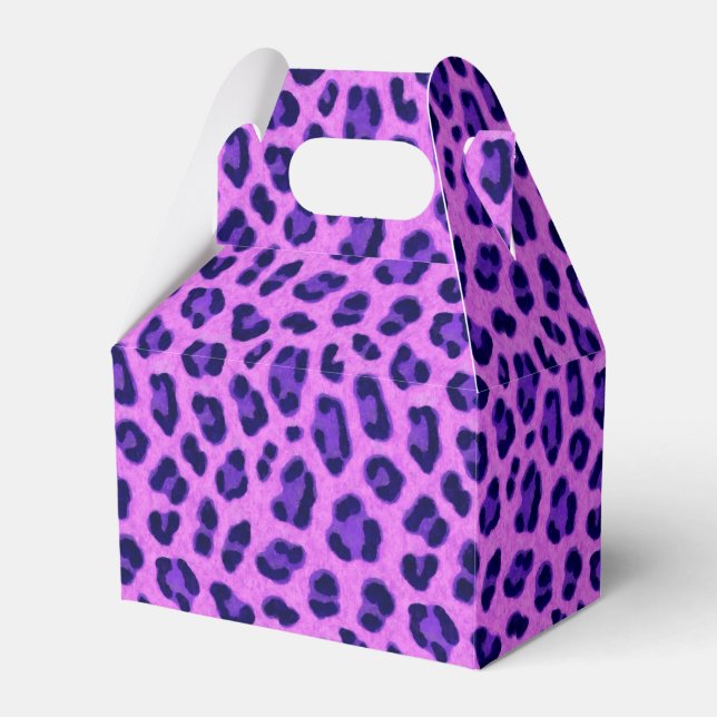 Pink Violet Leopard Animal Print Skin Pattern   Favor Boxes (Front Side)