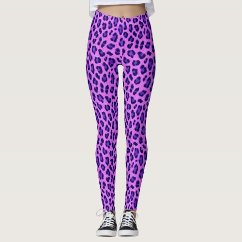 Pink Violet Leopard Animal Print Skin Pattern Leggings