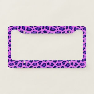 Pink Violet Leopard Animal Print Skin Pattern License Plate Frame