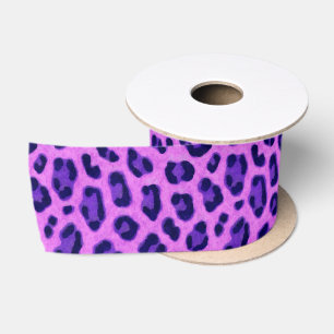 Pink Violet Leopard Animal Print Skin Pattern Satin Ribbon